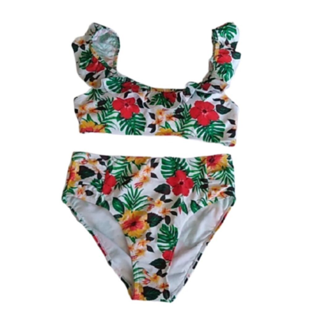 Cabana Del Sol 2 pc. High Waisted Bikini, Tropical Print, Large